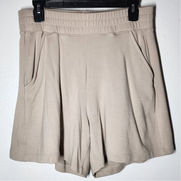AYR The TV Short Pima Cotton Fleece High Rise Lounge Pull On Sweat Shorts Shroom - Picture 2 of 8